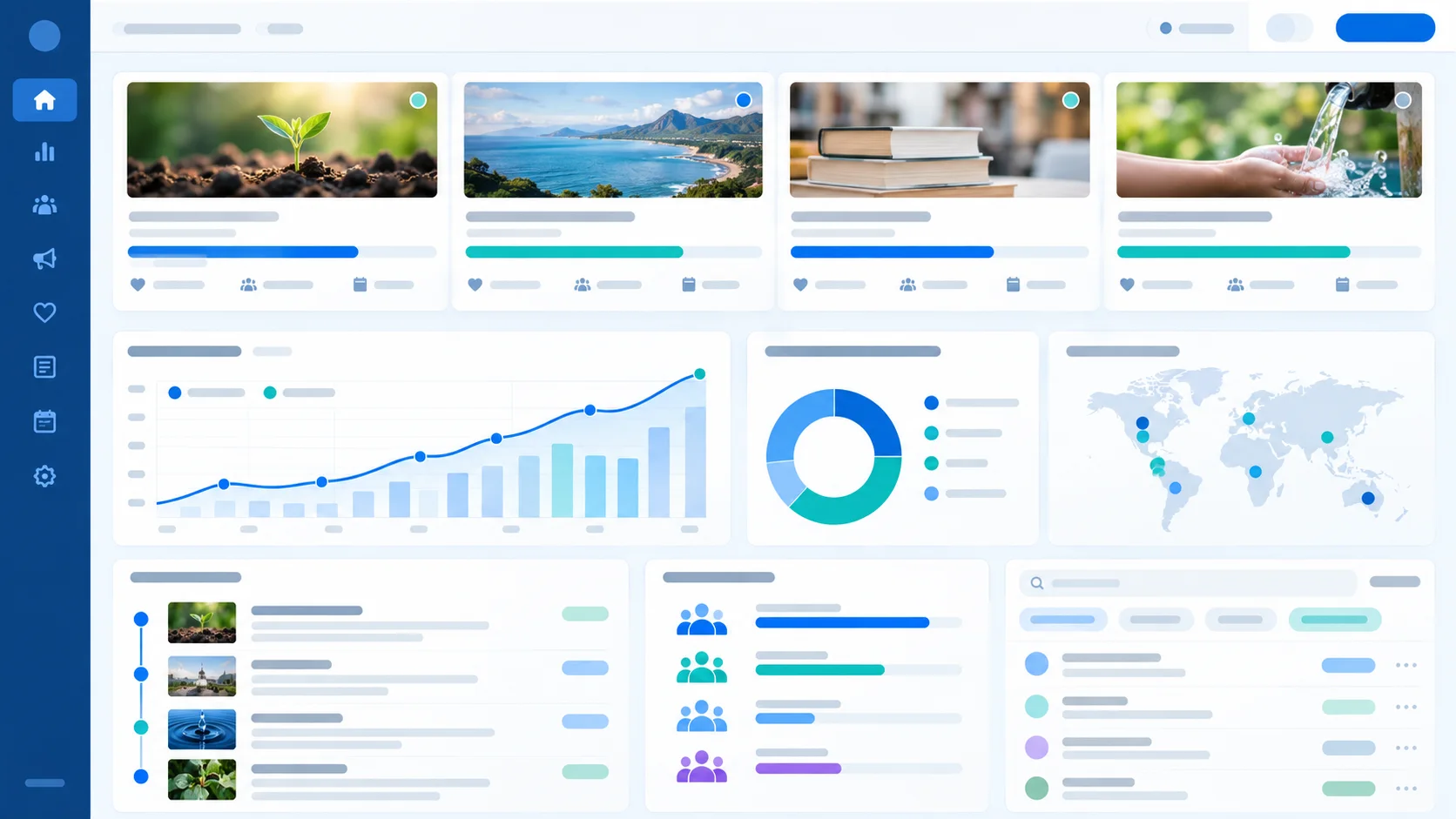 Dashboard manajemen kampanye galang dana dan CRM donatur