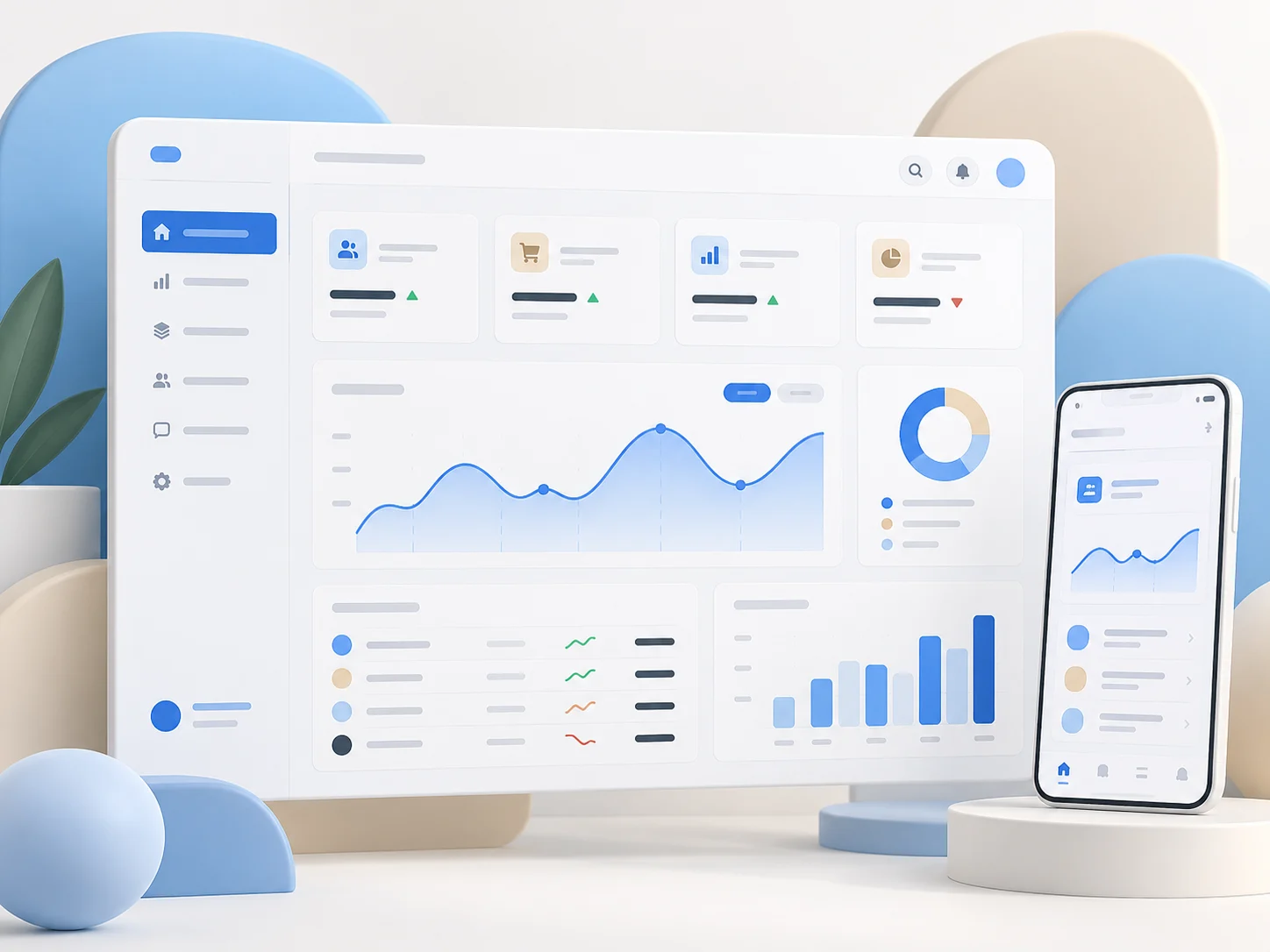 Tampilan dashboard web app modern MIVIM